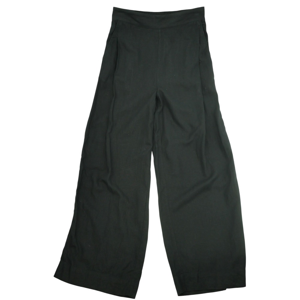 Madewell Black Linen Blend Wide‎ Leg Pants Womens 0 High Rise Pull On Pockets